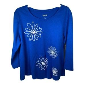 Bedford Fair Women’s Petite Medium Blouse Top Shirt 100% Cotton 3/4 Sleeve EUC